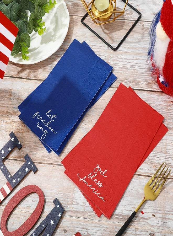 JarThenaAMCS 4th of July Guest Paper Napkins Red Blue 3 Ply Disposable Napkins Patriotic Dinner Hand Towel Napkins for Independence Day Party Supplies Table Decor, 80Pcs - Image 4
